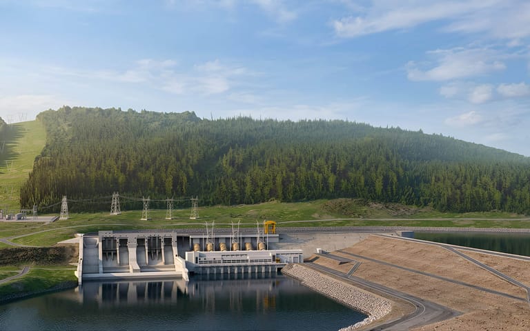 A hydroelectric dam and generating station in British Columbia